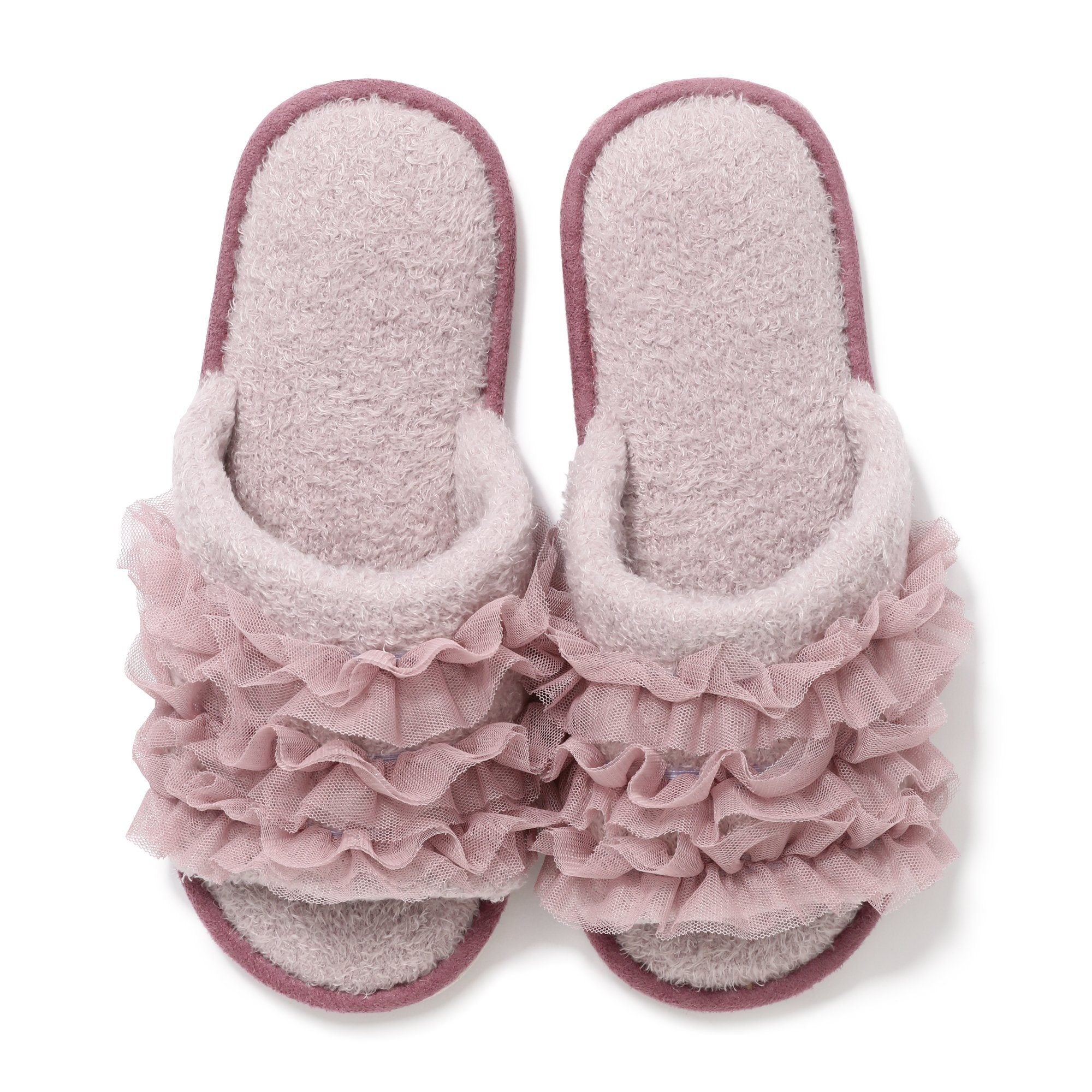 MOIST KNIT FRILL ROOM SHOES PINK