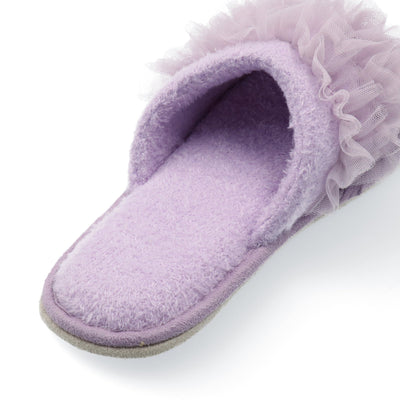 KNIT FRILL ROOM SHOES PURPLE