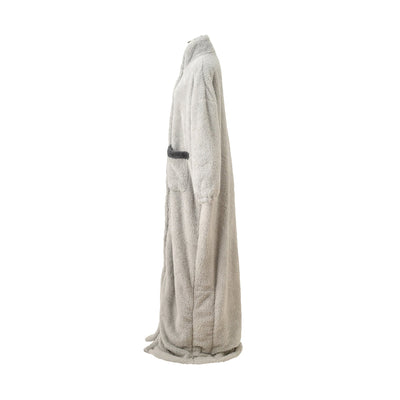 WARM FLEECE LONG BLANKET ROBE GRAY