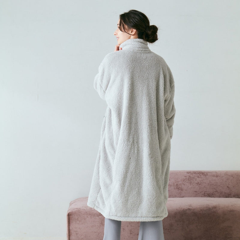 WARM FLEECE BLANKET ROBE GRAY