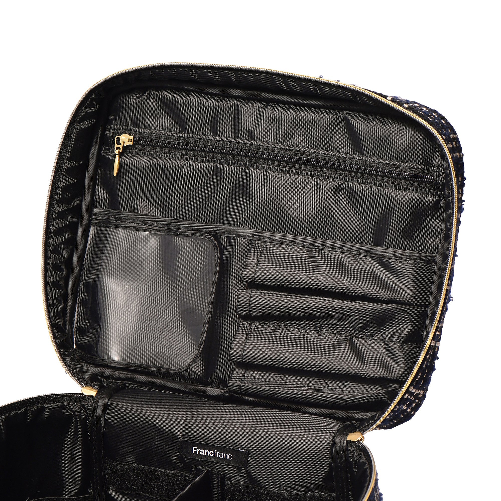 TWEED VANITY POUCH LARGE BLACK